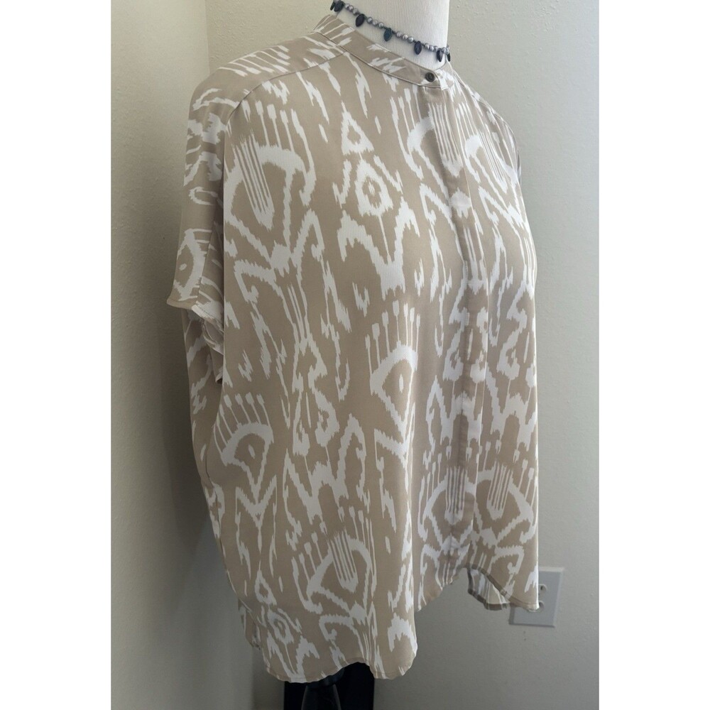 Chicos Blouse Oversized Bottom Down Short Sleeve Shirt Top Size M